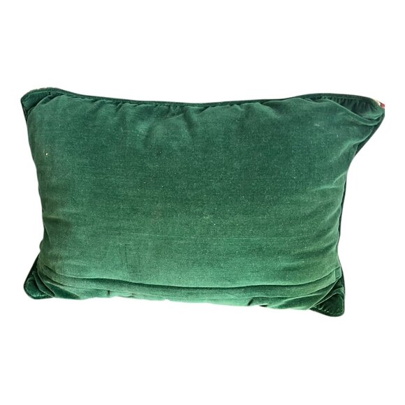 Vintage Merry Christmas Tapestry Throw Accent Pillow 10&quot;x16&quot; Green Pla - Picture 2 of 4